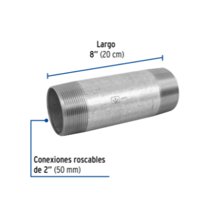 Niple, acero galvanizado, 2 x 8', cedula 40 - CG-446 / 48845