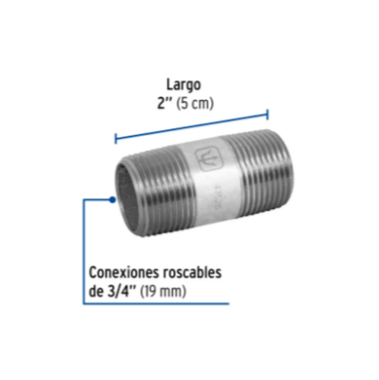 Niple, acero galvanizado, 3/4' x 2', cédula 40 - CG-411 / 47526