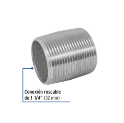 Niple, acero galvanizado, cuerda corrida, 1-1/4' - CG-474 / 48789