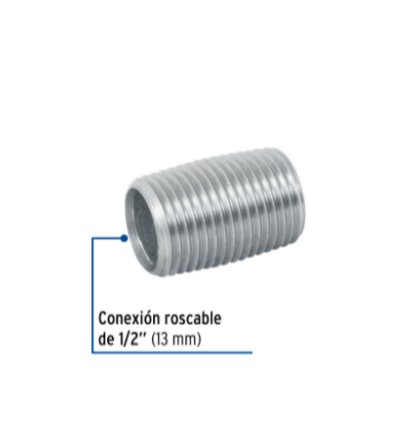 Niple, acero galvanizado, cuerda corrida, 1/2' cédula 40 - CG-471 / 47536