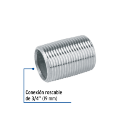 Niple, acero galvanizado, cuerda corrida, 3/4' cédula 40 - CG-472 / 47537