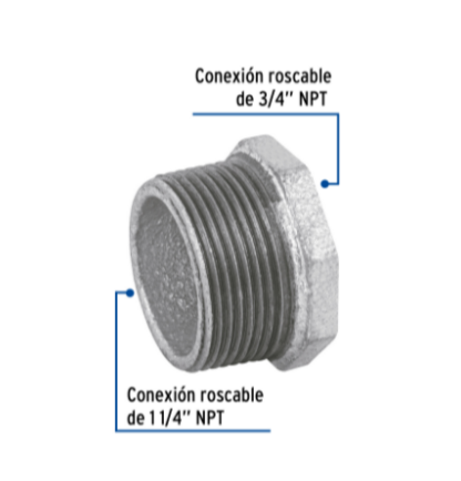 Reducción bushing, acero galvanizado, 1-1/4 x 3/4' - CG-235 / 48775