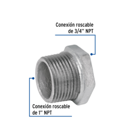 Reducción bushing, acero galvanizado, 1'x 3/4' - CG-233 / 47505