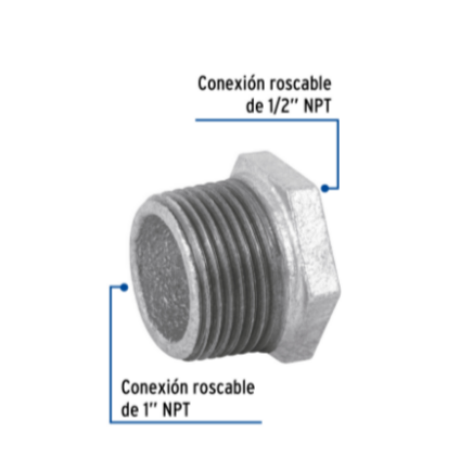 Reducción bushing, acero galvanizado, 1'x1/2' - CG-232 / 47504