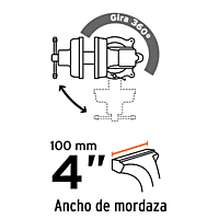 Tornillo de banco tipo Europeo, hierro nodular, 4' - TA-4-L / 100199