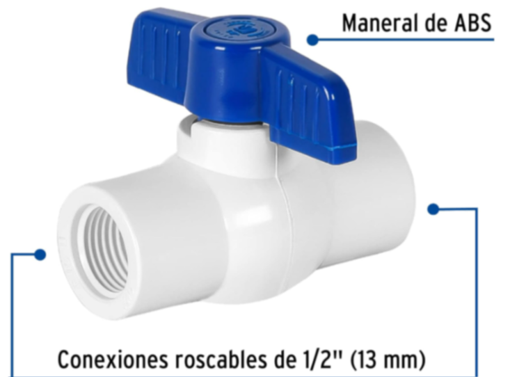 Válvula esfera de pvc, 1/2', roscable - PVC-ES-1/2R / 49150